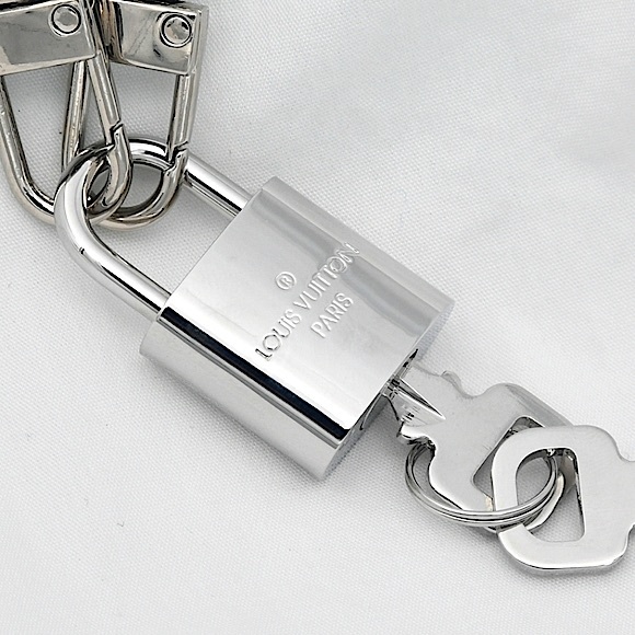Authentic Louis Vuitton SILVER Lock & Keys Necklace #315 NEW Long & Short Chain - Picture 3 of 11